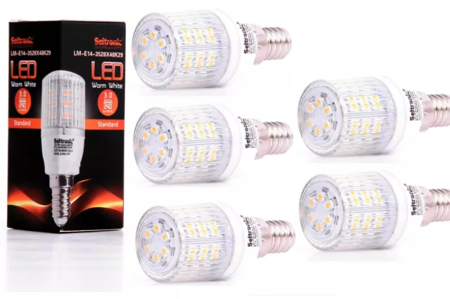 5X E14 LED Lampe von Seitronic mit 3 Watt, 240LM und 48LEDs - Warm weiß 2900K