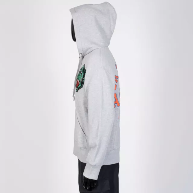 GUCCI 2900$ Grey Cotton Zip-Up Hoodie Sweatshirt, Tiger Embroidery 3