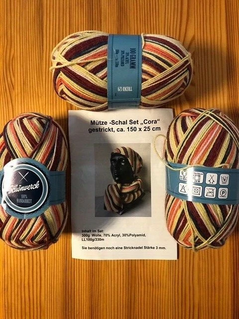 Strickset für ein Set Mütze und Schal (in 2 Farben)  - 300g Wolle , Neuware !!!