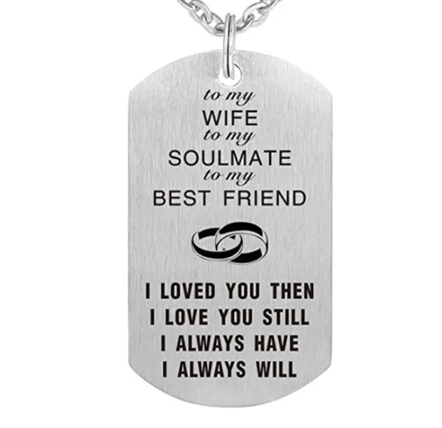 To My Wife Stainless Steel Military Dog Tag Necklace From Husband Gift