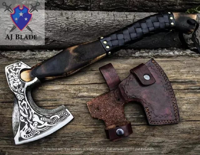 Custom Handmade Viking Axe Carbon Hatchet, Steel Axe, Bearded Axe, Nordic Axe