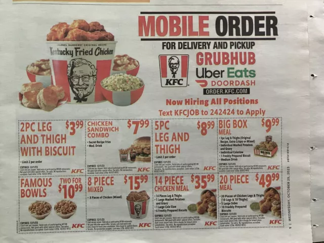 Coupons for kentucky clearance fried chicken