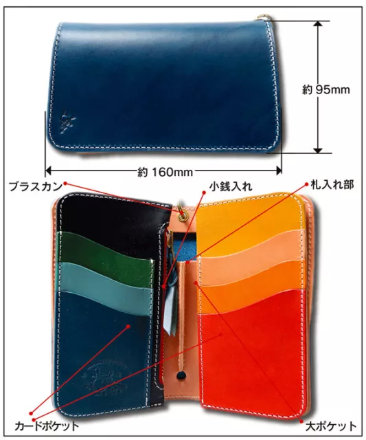 革蛸謹製 Leather trapezoidal middle wallet crazy pattern JAPAN Handmade 2