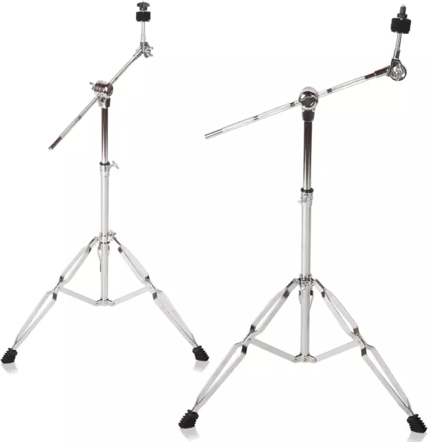 Boom Cymbal Stand Double Braced Leg Adjustable Height with Non-Slip Rubber Feet