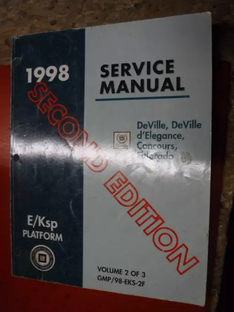 1998 Cadillac Deville D'elegance Concours Eldorado Service Manual Vol 2 2Nd Ed