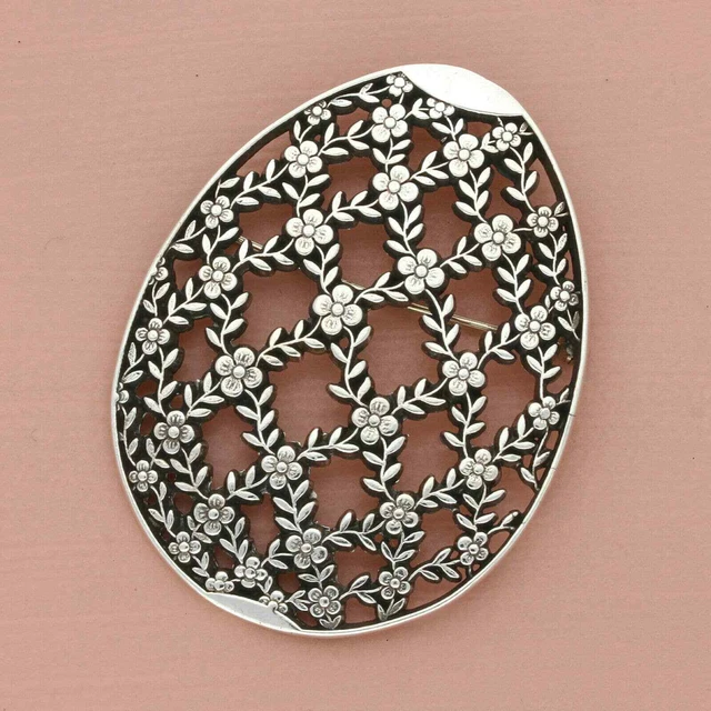 ❗️CLEARANCE❗️hand & hammer sterling silver de matteo floral faberge egg brooch ❗️CLEARANCE❗️hand & hammer sterling silver de matteo floral faberge egg brooch