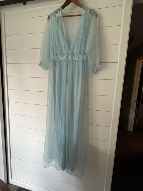 VNTG JC Penney 2 PC Peignoir Gown Robe Set 100% Nylon Large MCM