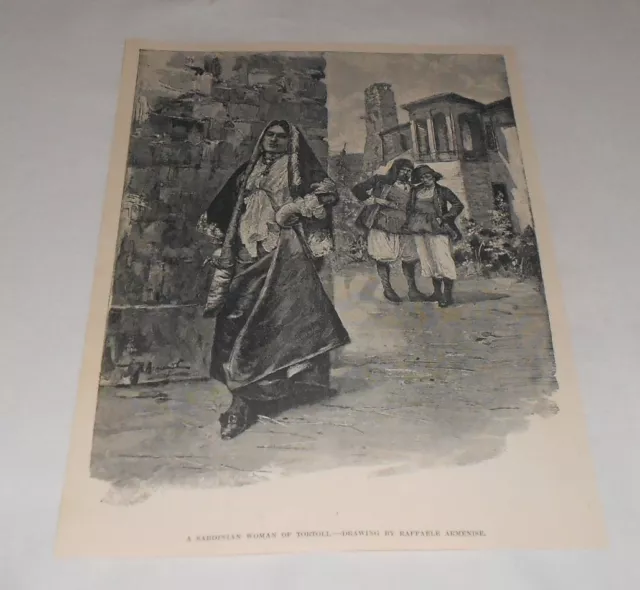 1895 Rivista Incisione ~Un Sardinian Donna Di Tortoli, Italia