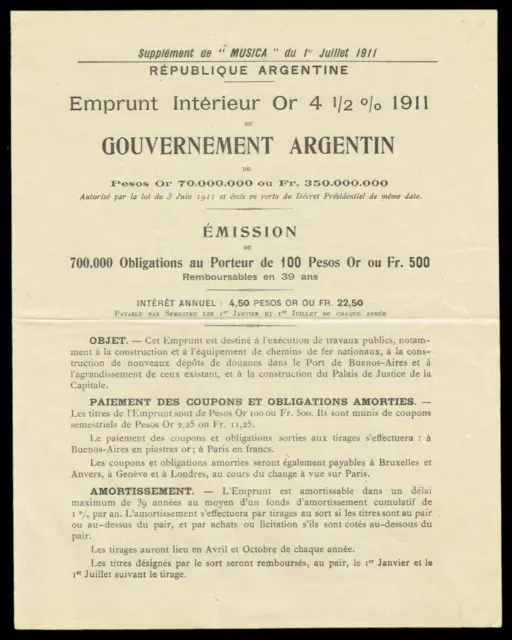 Emprunt Argentin 1911