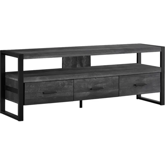 Homesphere Furniture 3 Drawer 60" Industrial TV Stand in Reclaimed Wood Black