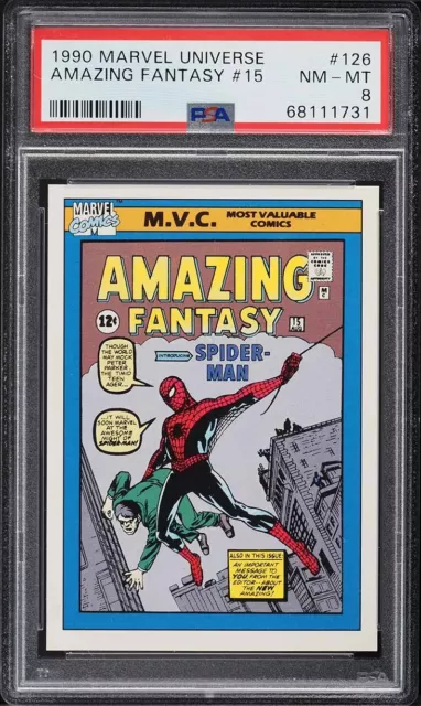 1990 Impel Marvel Universe Spider-Man Amazing Fantasy #15 #126 PSA 8 NM-MT