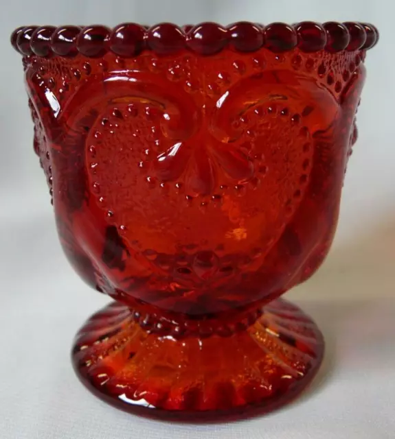 Vintage LG Wright Sweetheart Ruby Red Amberina Toothpick Holder