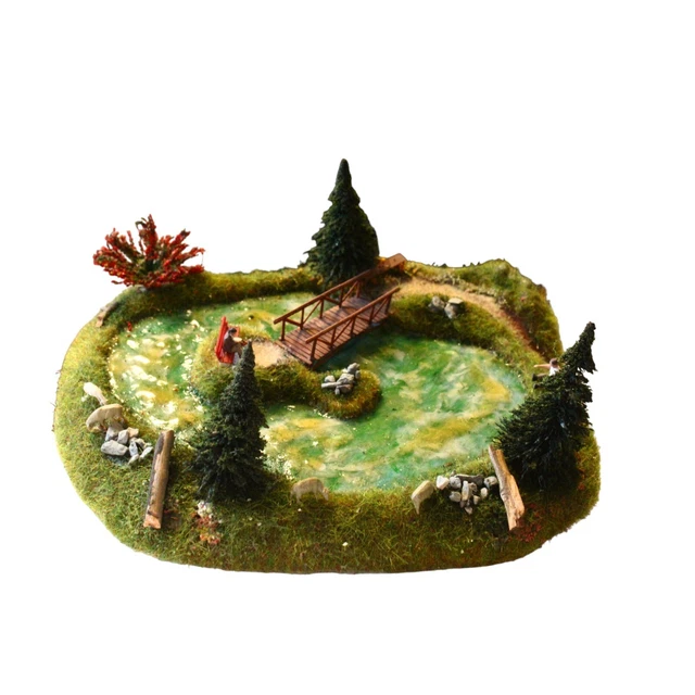 DIORAMA H0/187 KLEINER Teich See Modellbau +Figurenpatiniertbegrünt