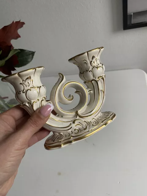 Kerzenständer vintage Barock Creme Gold Porzellan shabby