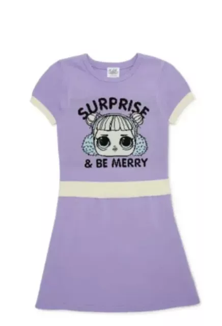 LOL Surprise girl's purple Size 4-5 Surprise & Be Merry Sweater Christmas Dress