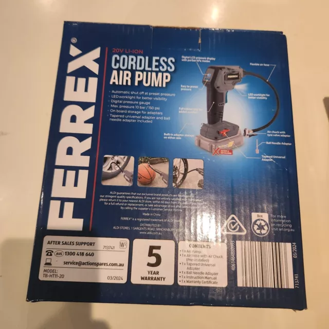 Ferrex XFINITY 20V Cordless Air Pump NEW 5 YEAR WARRANTY Free Postage