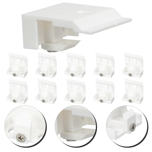 10 piezas Soporte de cortina de plástico para barra de cortina ciega White
