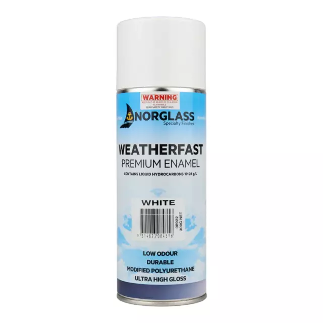 Norglass Marine Weatherfast White Premium Enamel Aerosol 300g High Glos Touch Up