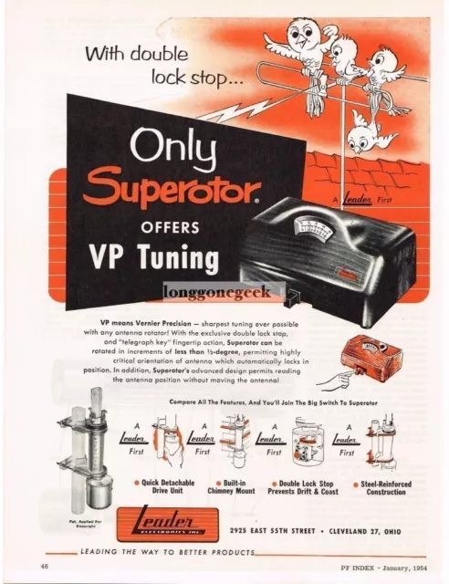 1954 Leader Superotor Television Antenna Rotator Vintage Ad