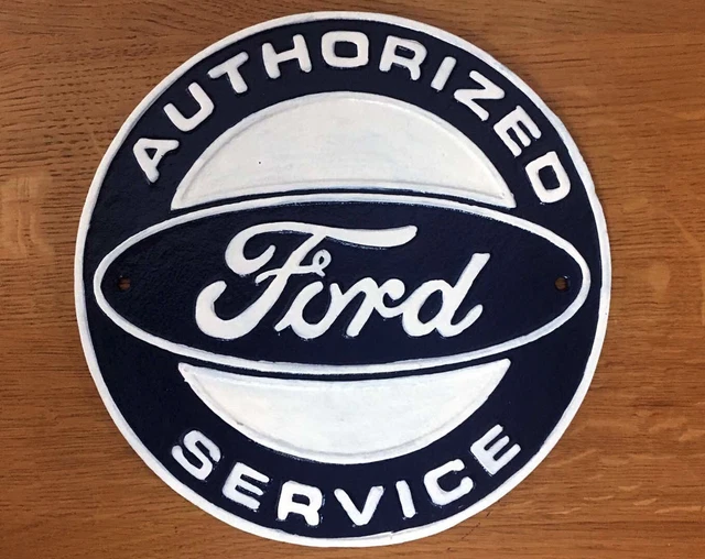 Ford Sign Repro Large 24.5cm Cast Iron Garage Authorized Service Plaque