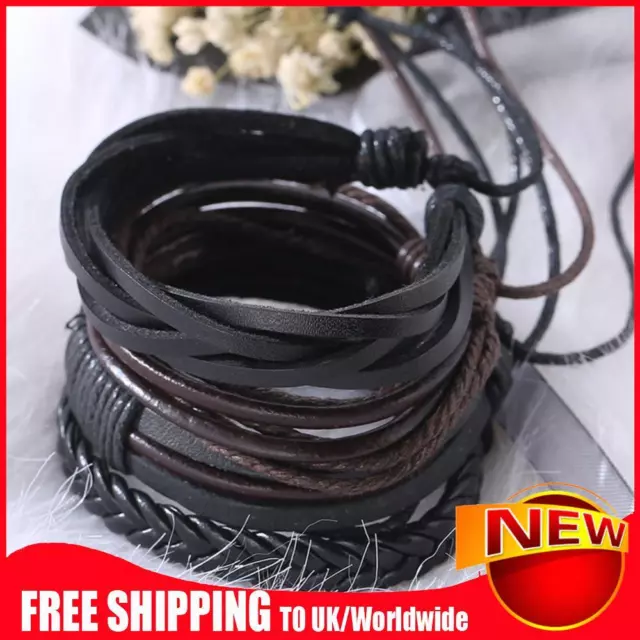 Bracciale Tessuto in Finta Pelle Fatto a Mano Retro Artigianato Uomo per Viaggi Casual Giornalieri