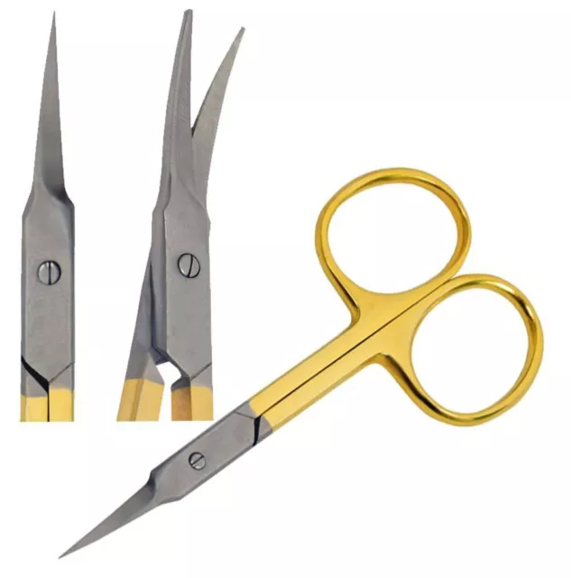 Gold Silver Steel Super Sharp Curved Edge Cuticle Nail Scissors Arrow Point-Tc