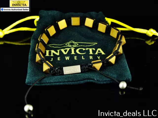 Invicta Authentic Jewelry Elements Hematite Gold/Black Stainless Steel Bracelet