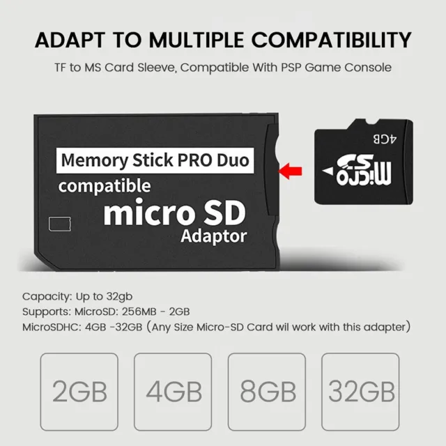 Memory Stick Pro Duo Mini Micro SD TF to MS Adapter SD SDHC Card Reader for Sony