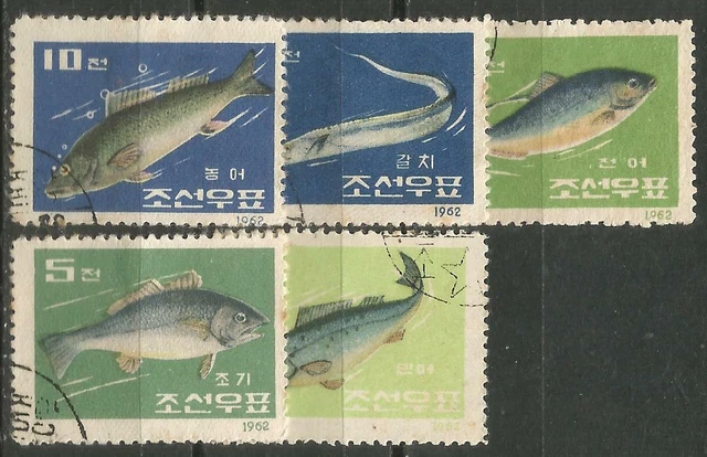 KOREA Scott# 412-416 (0) utilisé 1962 Poisson