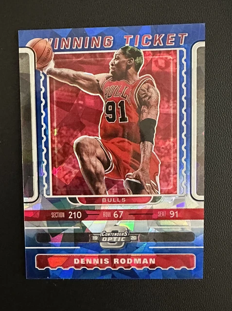 2019-20 Contenders Optic Winning Tickets Blue Cracked Ice #12 Dennis Rodman