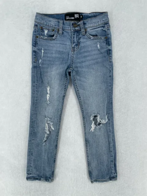 RSQ Jeans Girls 8 Tokyo Super Skinny Blue Denim Distressed Light Wash 23x22