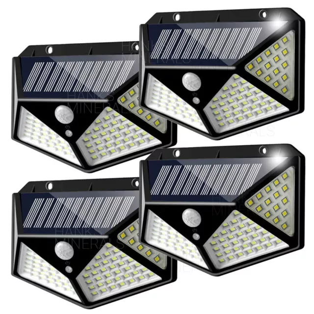 4x 100 LED Solar Power Wall Light Outdoor PIR Motion Sensor Security Garden Lamp