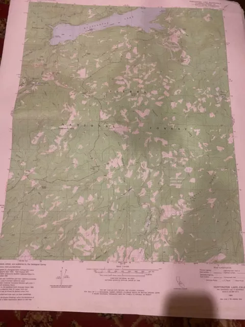 Topo Map - Huntington Lake California Quad - USGS 1982 - 23.00 x 28.60   7.5 Min