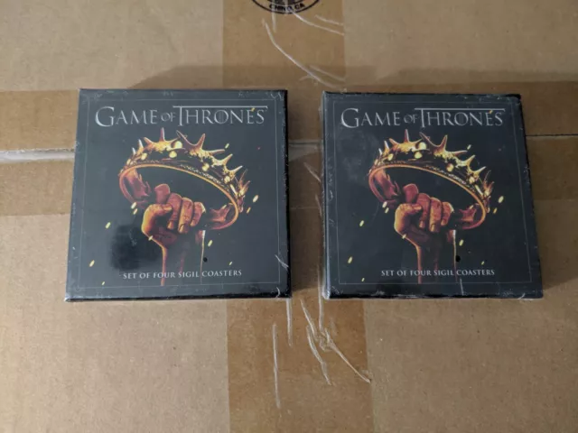 2x Game Of Thrones GOT Set Of Four Sigil Coasters 4” Square New In Box