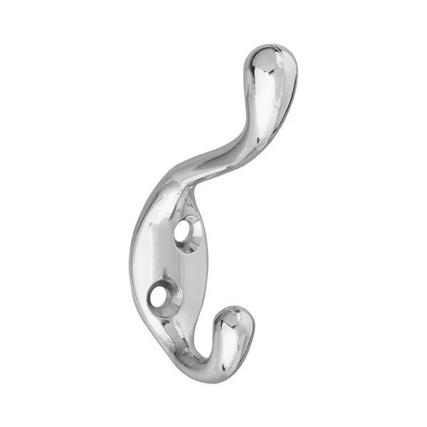 50 Pk Die Cast Nickel Finish 2.5" Projection Heavy-Duty Coat & Hat Hook N327197