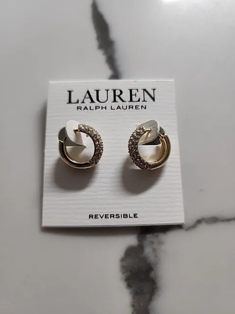 Lauren Ralph Lauren Rose Gold-Tone Pavé Huggie Small Hoop Earrings