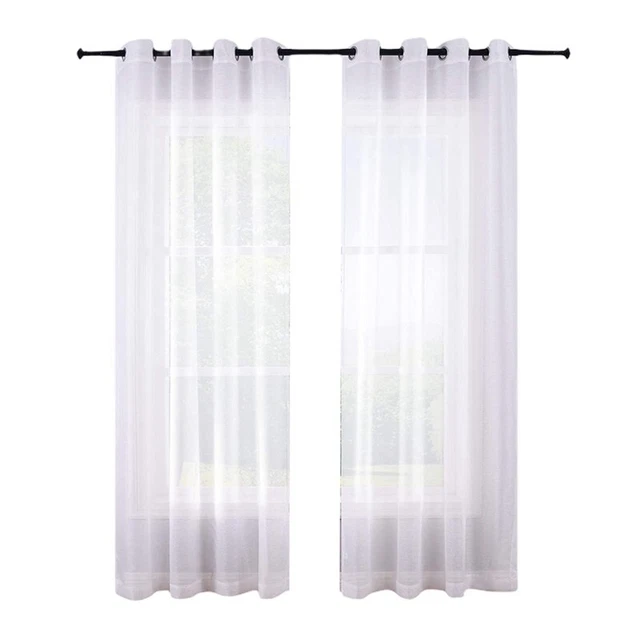 210cm Sheer Curtains White Grommet Set of 2 Panels Window Sheer Semi Drapes4629