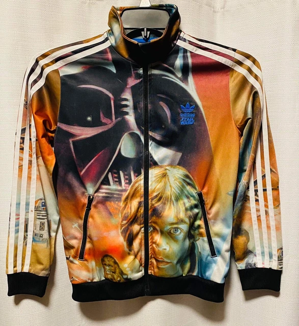 Adidas Star Wars Youth Track Jacket Sz M Luke Skywalker R2D2 C3PO Chewbacca