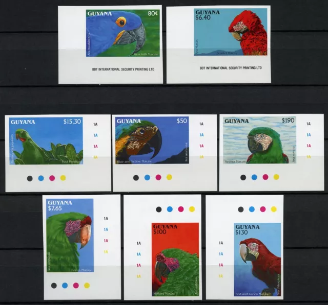 Guyana 1993 Vögel Ara Sittiche Hyazinthara 4045-4052 U Imperf MNH / 482