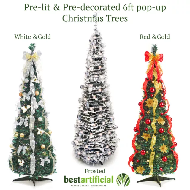 Best Artificial 6ft Pre-Lit MAINS Pop-Up Pre-Decorated Christmas Xmas Tree