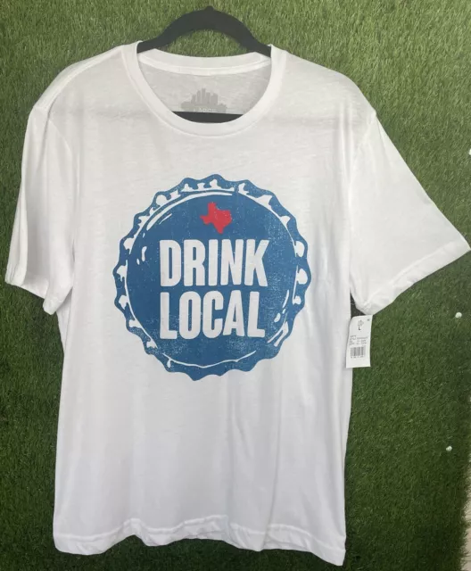 Drink Local Texas Craft Beer T-Shirt Men's Sz. Large