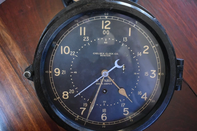WWII CHELSEA US NAVY CLOCK~8.5" brass DIAL DEC 1942 SN 327855