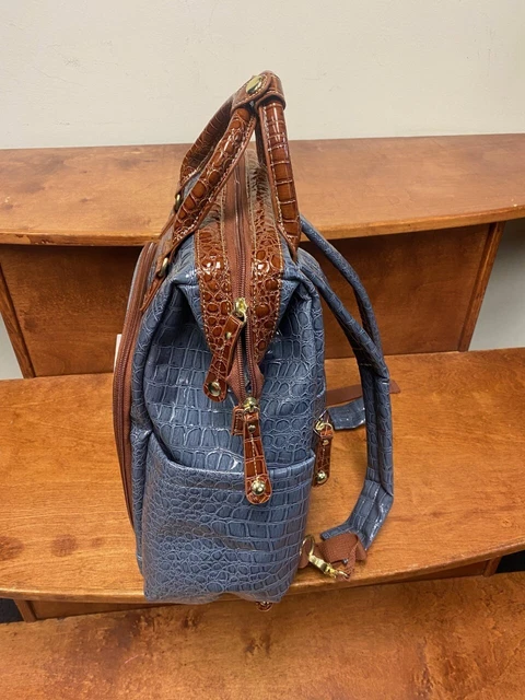 New Samantha Brown Classic Croc Backpack Bravo Blue / Camel Color 3