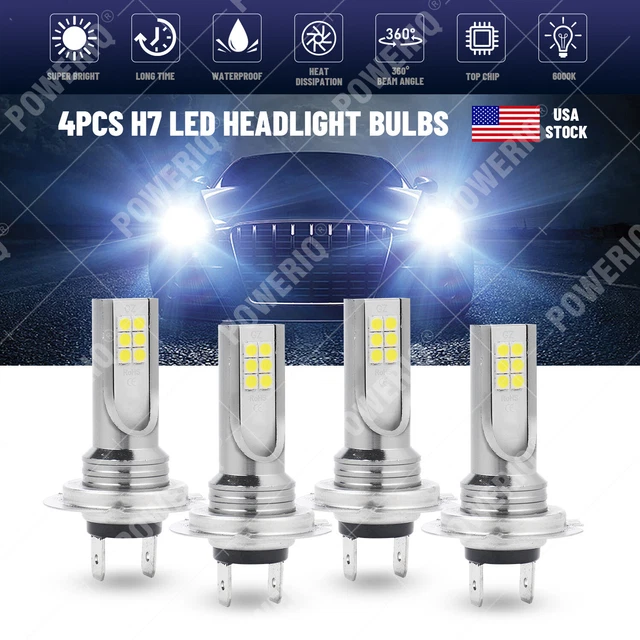 4x H7 LED Headlight Bulb Kit High Low Beam 220W 60000LM Super Bright 6000K White