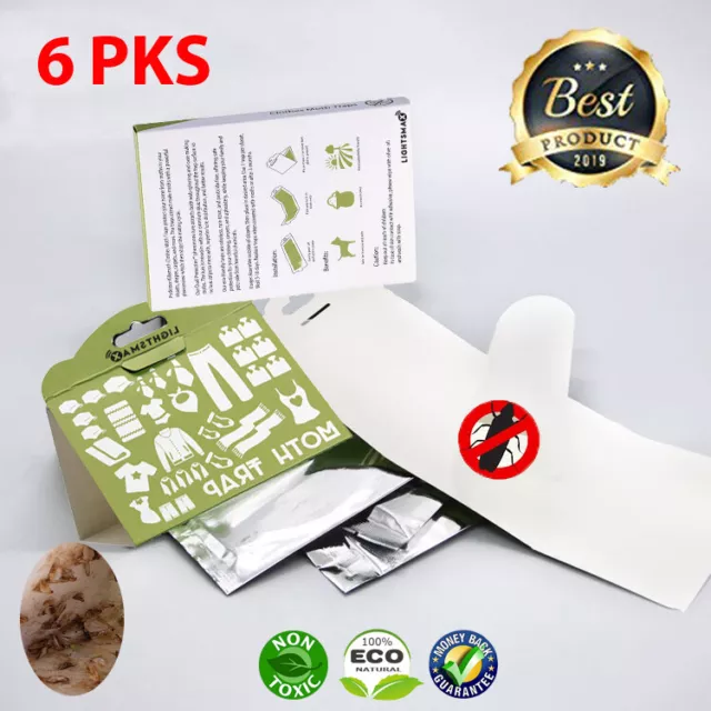LIGHTSMAX CLOTH MOTH TRAP (6) SAFE NON-TOXIC no poison closet storage pest 4