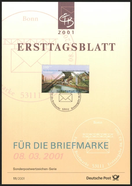 Ersttagsblatt ETB 11/2001 - "100 Jahre Wuppertaler Schwebebahn" - Ausschnitt