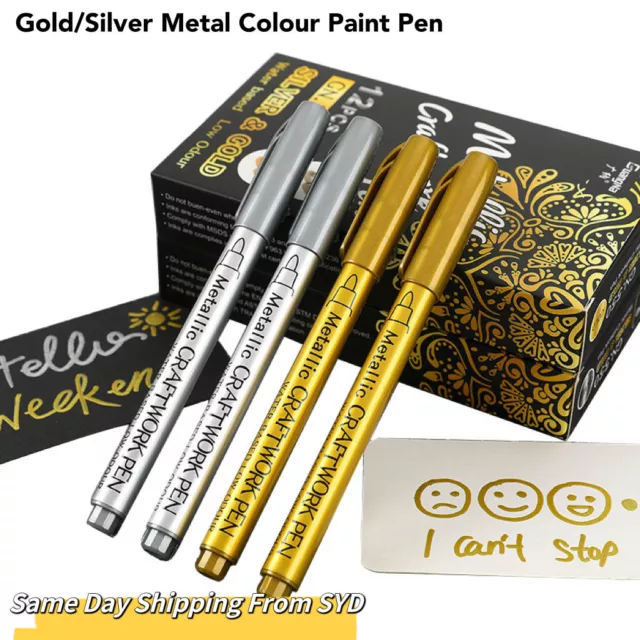 Permanent Pens Paint Pen Marker Gold/Silver Colours For Art Craft Metal Wood