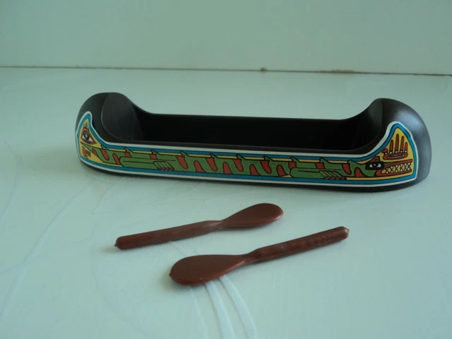 PLAYMOBIL (E325) INDIENS - Canoe Marron Foncé avec 2 Pagaies 3483