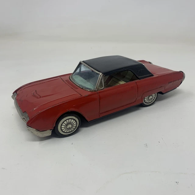 1962 BANDAI 1961 Red Ford Thunderbird T-Bird Coupe Tin Friction Car $69