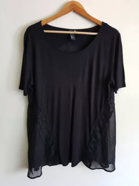 H&M Mama maternity Size L short sleeve sheer and lace blouse top - Black